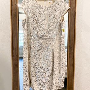 Calvin Klein champagne sequined tea length dress
